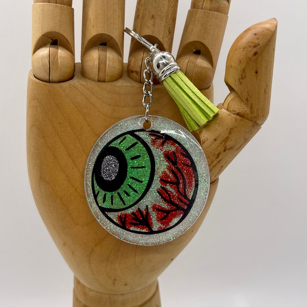 Eyeball Keychain | Bloodshot Eyeball | Spooky Eyeball