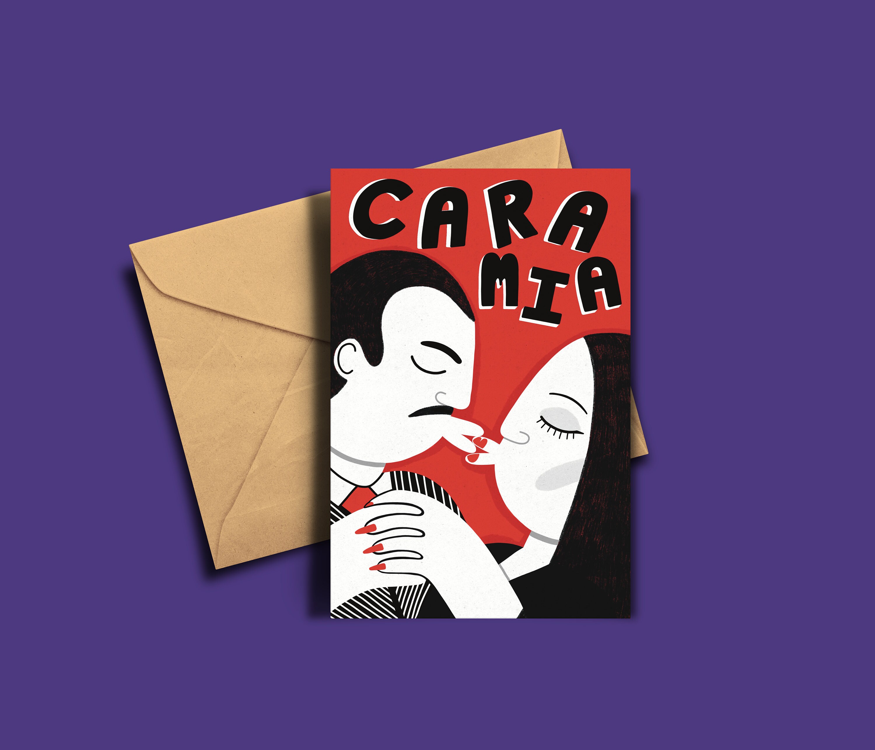 Morticia Und Gomez Kussen Karte Cara Mia Die Addams Etsy