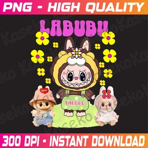 Carino La-bu-bu, i mostri, divertente amante di La-bu-bu, personaggi kawaii di La-bu-bu, anime Chibi colorati, design di amici abbinati