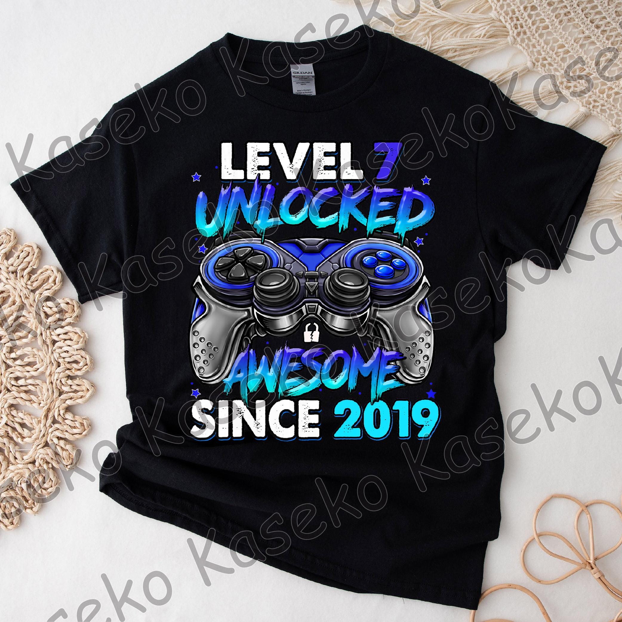 Level 7 Unlocked Awesome Since 2019 7th Birthday Gaming Png, Level