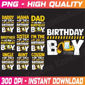 Bundle Familie Des Geburtstagskindes Bau Party Png, Bau Geburtstag Png, Bagger Geburtstag Png, Geburtstag Png, Sofort Download