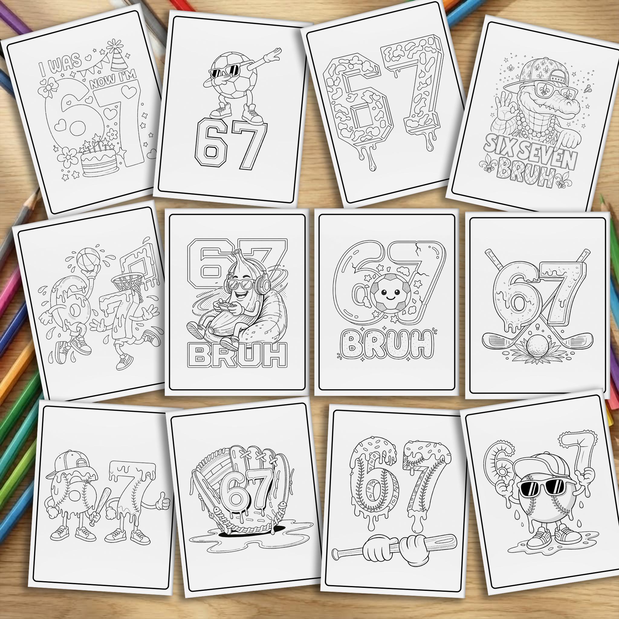 67 Funny Meme Coloring Pages, Printable Six Seven Coloring Pages, Six ...