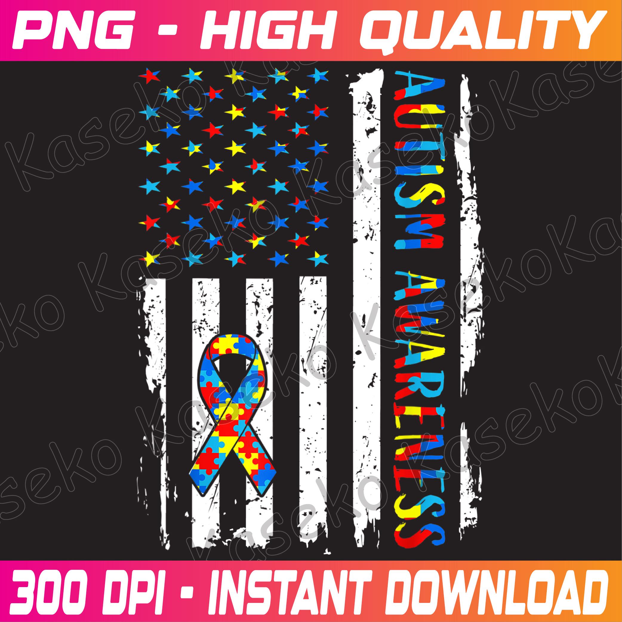 Autism Awareness Png, Mom Dad USA flag Autistic Awareness Autism Png,,Autism Puzzle, Awareness Day, Digital Download, Flag png