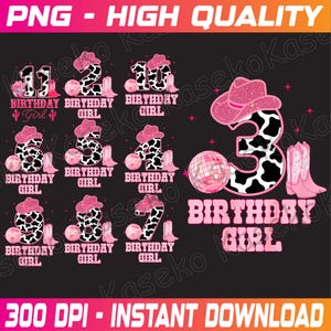Pacote Feliz 2º-11º Aniversário Menina Rodeo Western Cowgirl Cowboy Png, Cowgirl Aniversário Menina, Cowgirl Botas E Chapéu Png, Download Instantâneo