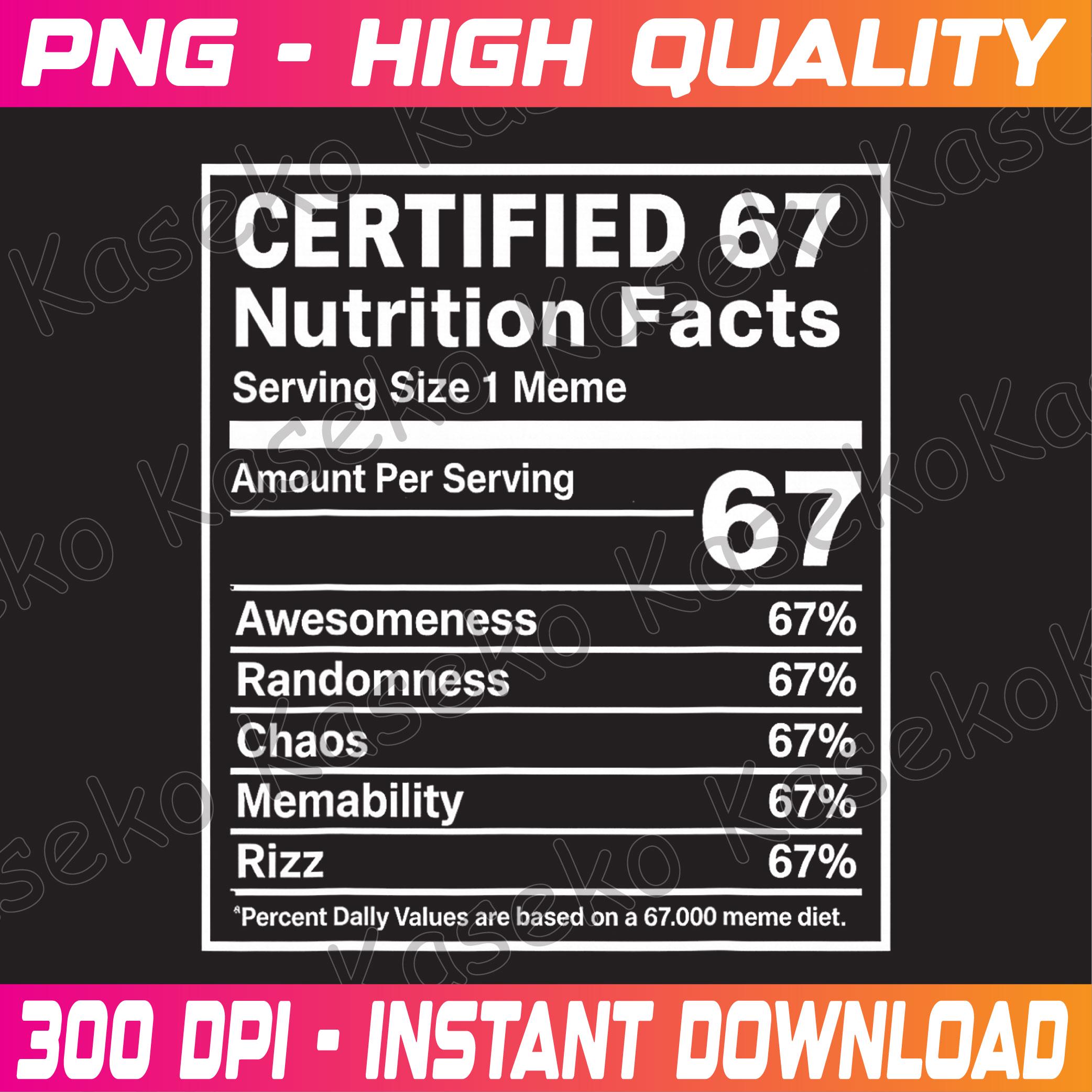 67 Meme Nutrition Facts Funny - Six Seven Gen Alpha Z Png, 6 7 Six
