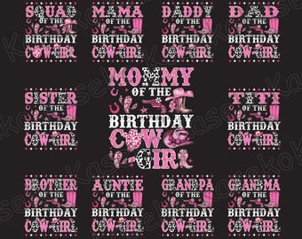 Bundle Family Of The Birthday Cow Girl Rodeo Cowgirl Birthday Png, Cowgirl Birthday Girl Png, Cowgirl Family Birthday Png, Instant Download