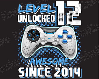 12. urodziny chłopca, poziom 12, gracz, 12-letnia gra wideo, impreza, Png, niesamowite od 2014 r., Png, 12 lat, urodziny gracza, Png, natychmiastowe pobieranie