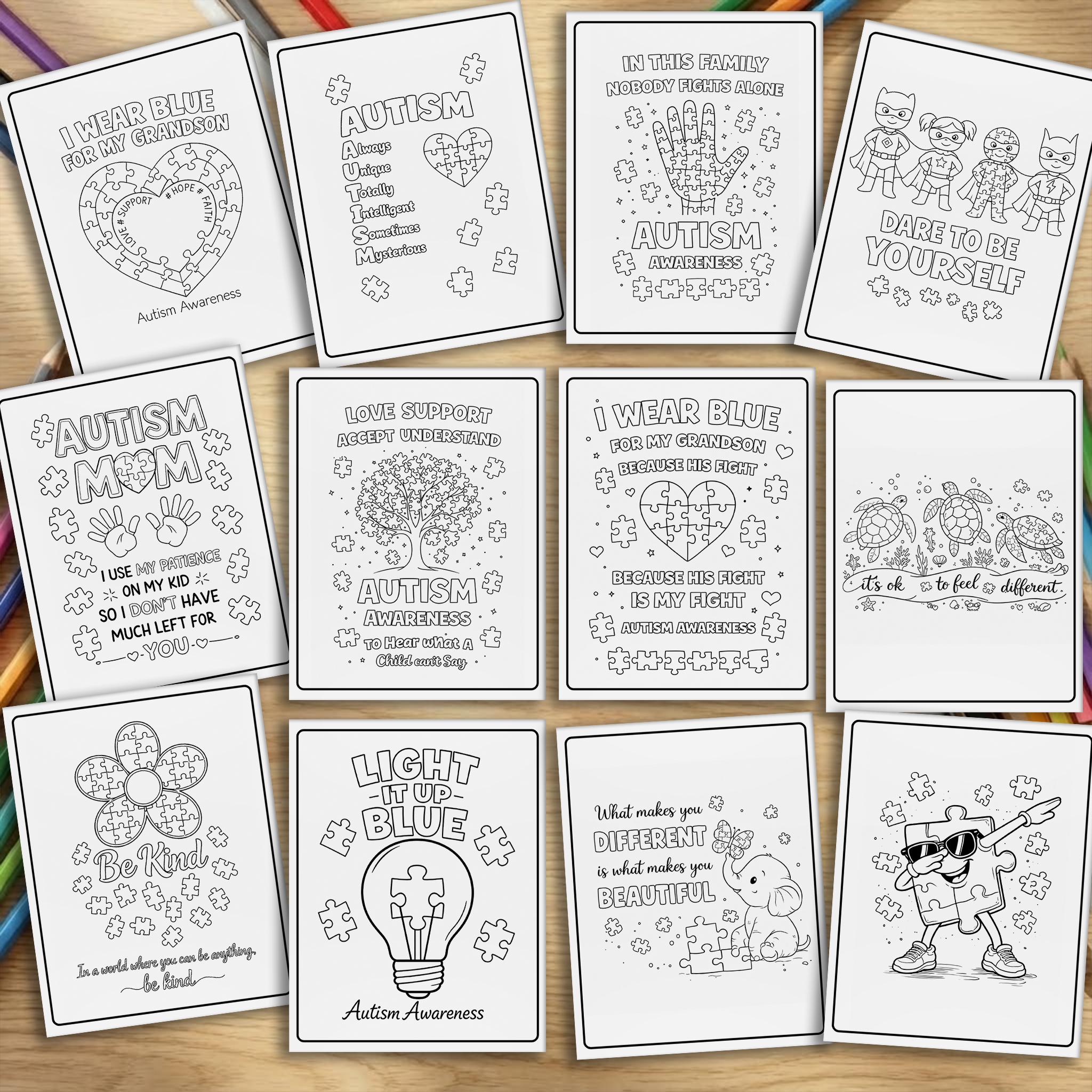 Autism Awareness Coloring Book, Neurodiversity Support Coloring Pages ...