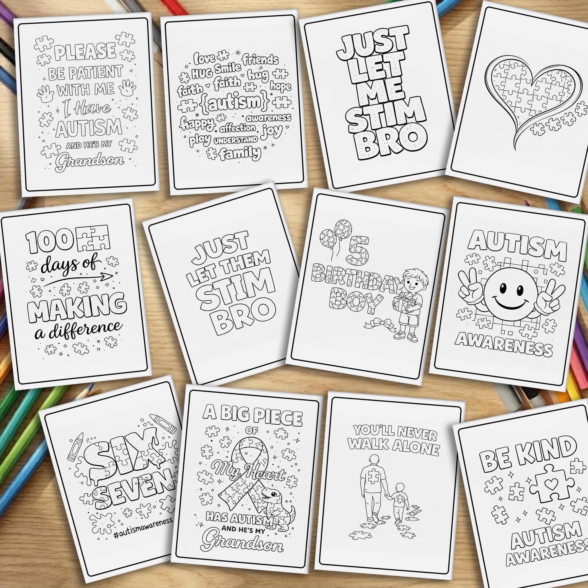 Autism Awareness Coloring Book, Support and Inclusion Coloring Pages ...
