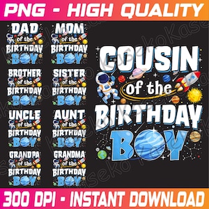 Bundle Familie des Geburtstagskind Astronaut Raum Planeten Png, Papa Mutter des Geburtstag Astronaut, Astronaut Geburtstag Png, Instant Download