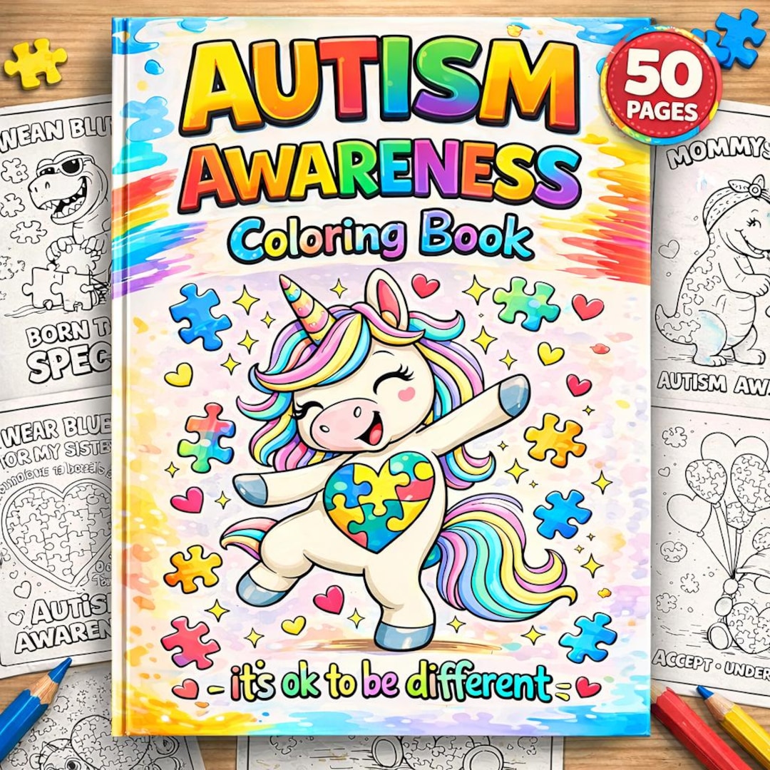 Autism Awareness Coloring Book, Neurodiversity Support Coloring Pages ...