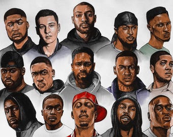 UK RAP GRIME Pen Art Poster Print