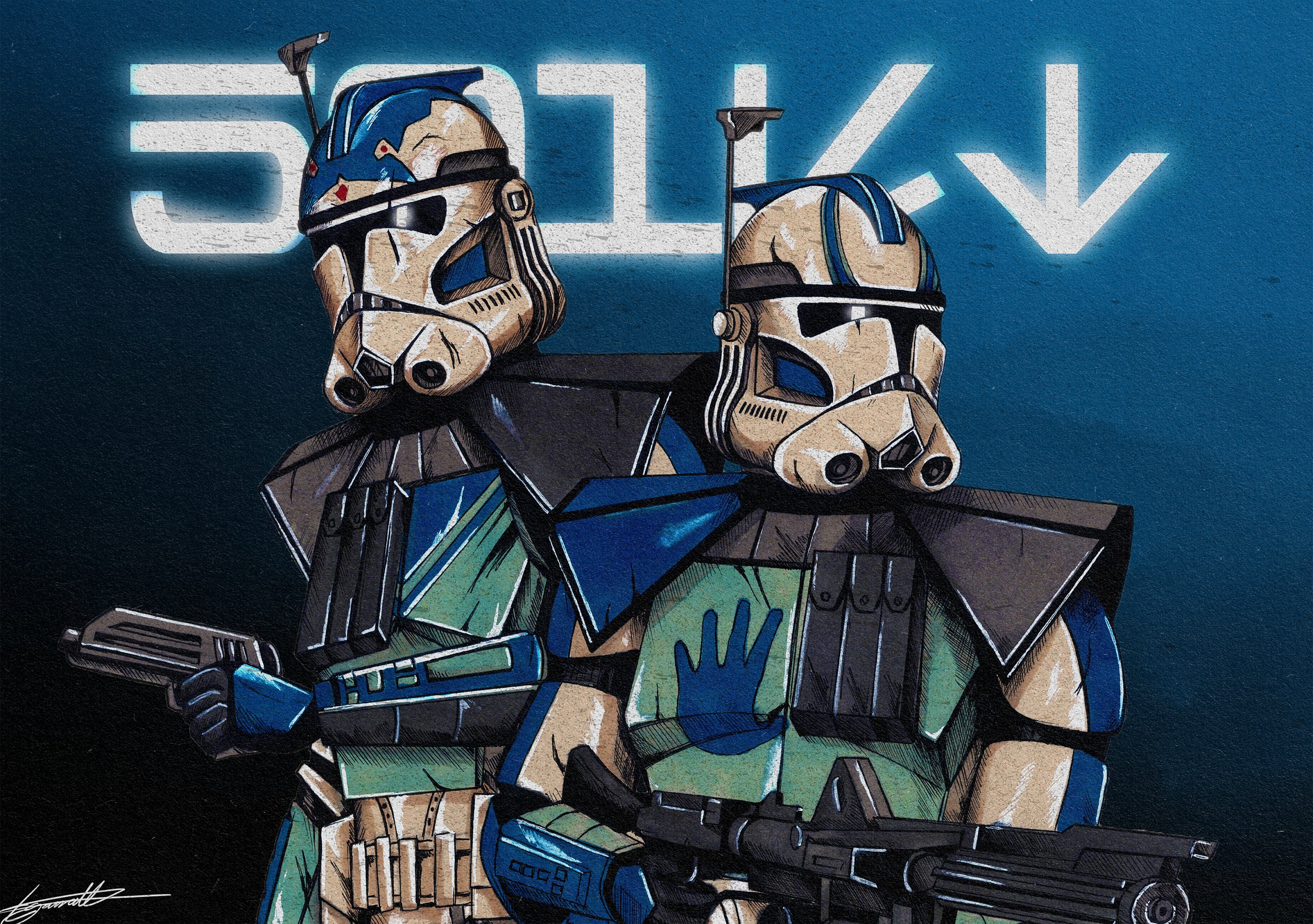 FIVES & ECHO Star Wars Clone Wars Art Poster Print Etsy