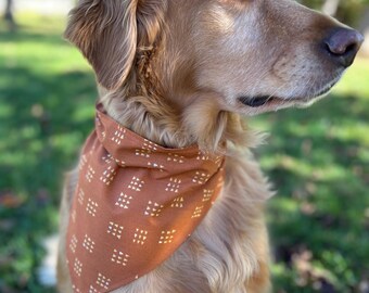 Burnt Orange Cotton Dog Bandana: Over the Collar Scarf