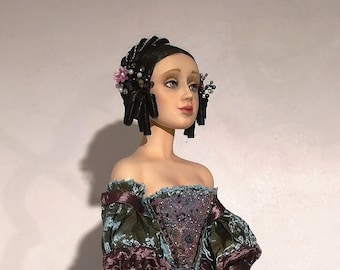 Violetta Valeri (La Traviata) Doll Full Set Semi Static Non Articulated One Of a Kind OOAK Historical Gorgeous Present Lady Work of Art