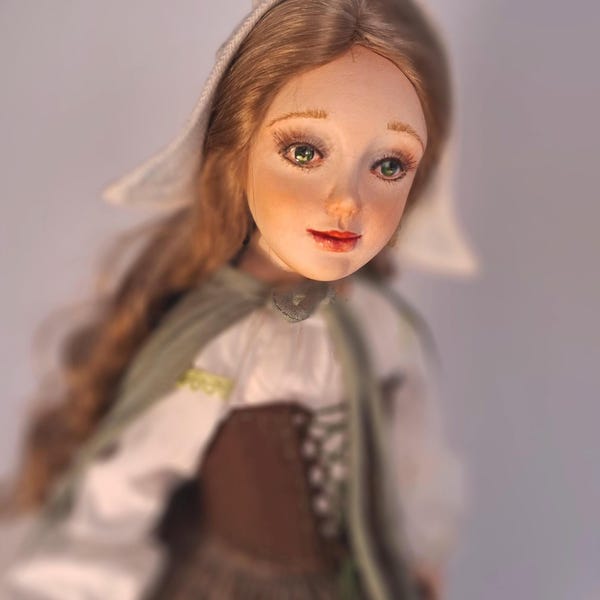 OOAK Little Shepherdess with a Goose