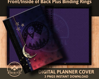 Digital Planner Cover, Goodnotes, Notebook, Goodnotes Cover, iPad app, Moon, Stars, Digital Book, Cover Download, PNG, iPad Planner