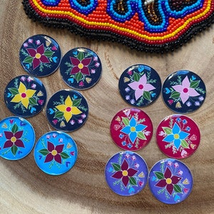 Indigenous Florals Epoxy Flat Back Cabs 1”