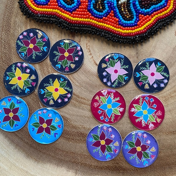 Indigenous Florals Epoxy Flat Back Cabs 1”