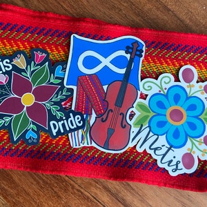 Zestaw naklejek Métis Pride z szarfą i skrzypcami