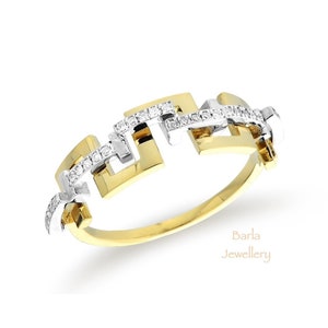 14k Gold Minimalist Diamond Ring, Tiny U Shape Diamond Ring, Diamond and Gold Women Ring, Stackable Ring, Wedding Ring, Gifts For Her