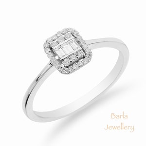 Baguette Ring, 14k Baguette Diamond Ring, Rose Gold Baguette Engagement Ring, 14k Diamond Women Ring, Stackable Gold Ring, Black Friday Sale