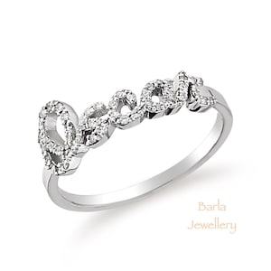 Anillo de diamantes con nombre, anillo de diamantes de 14k con nombre personalizado, regalos personalizados, anillo de diamantes con letra personalizada, regalo de San Valentín, para ella