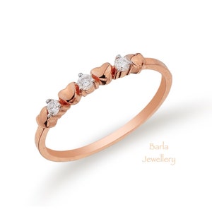 Diamond Heart Ring, 14k Minimalist Heart Diamond Ring, Love Ring, Unique Heart Diamond Ring, Rose Gold Dainty Heart Ring, Gifts For Her