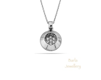 Dainty 14k Gold Pave Diamond Pendant Necklace