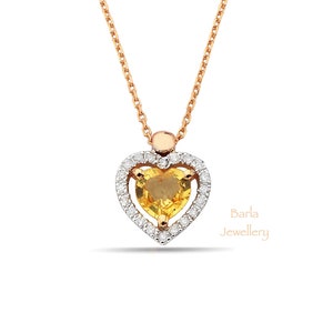 Unique Heart Necklace, 14k Gold Diamond and Sapphire Heart Pendant, Heart Shaped Sapphire Necklace, September Birthstone, Love Necklace