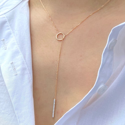 Ynecklace Original Diamond Gemstone 14k Solid Gold Shining Etsy