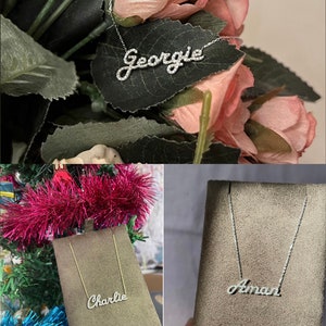 Diamond Name Necklace, 14k Diamond Personalized Name Necklace, Personalized Gifts, Personalized Diamond Letter Necklace, Valentines Day Sale image 6