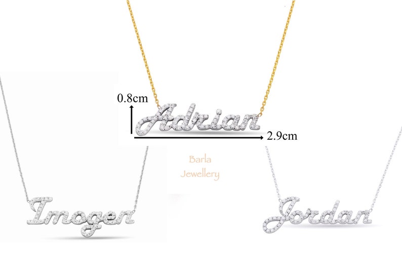 Diamond Name Necklace, 14k Diamond Personalized Name Necklace, Personalized Gifts, Personalized Diamond Letter Necklace, Valentines Day Sale image 2