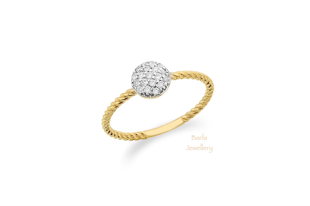 Pave Setting Diamond Ring, 14k Solid Gold Pave Ring, Pave Engagement Ring, Pave Diamond Ring