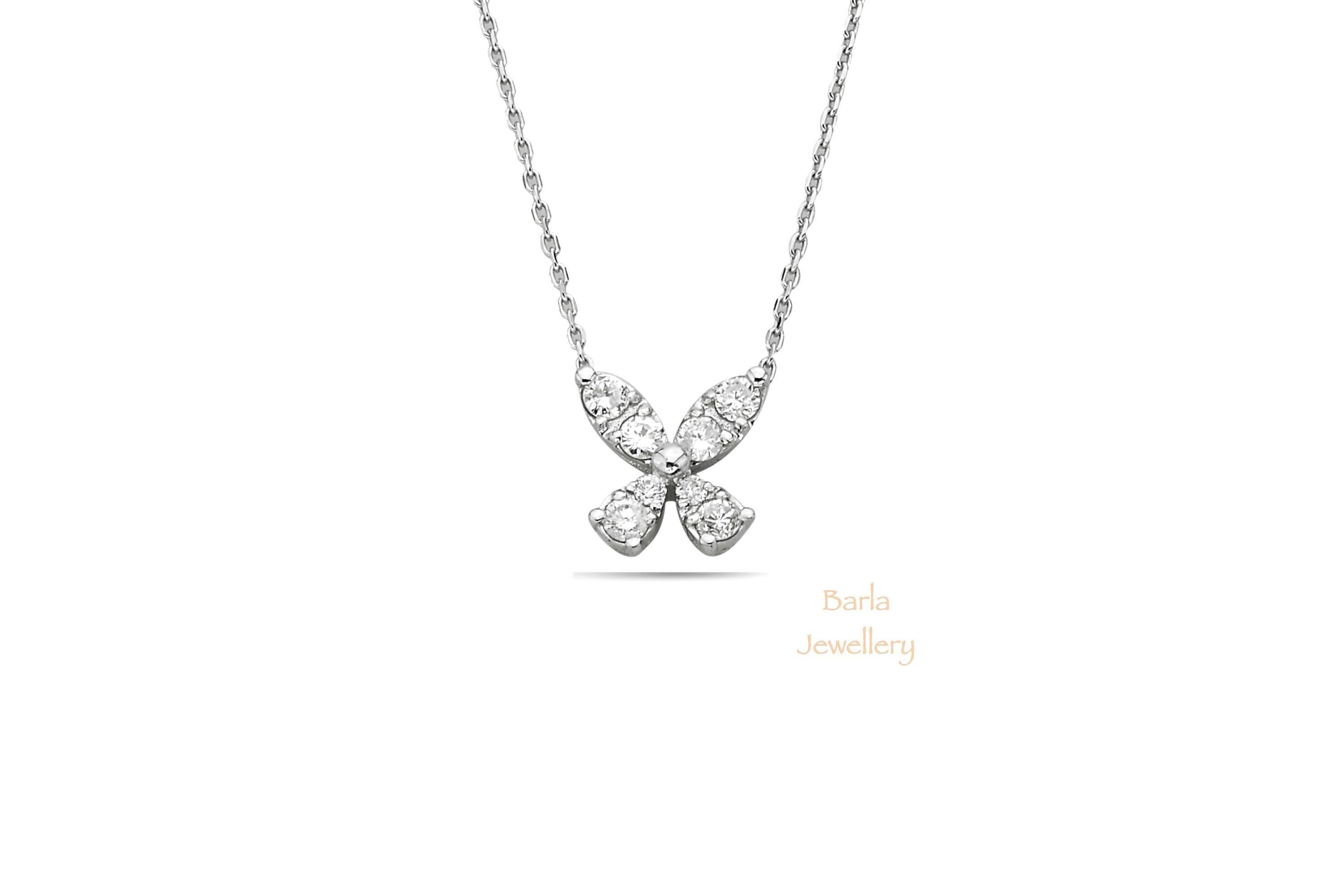 White gold sale diamond butterfly necklace