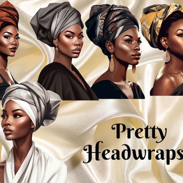 Black Women Headwrap PNGs Turban Clip Art Headscarves Head Scarves African American Head Wrap Images Headbands Black Woman Bonnet Images PNG