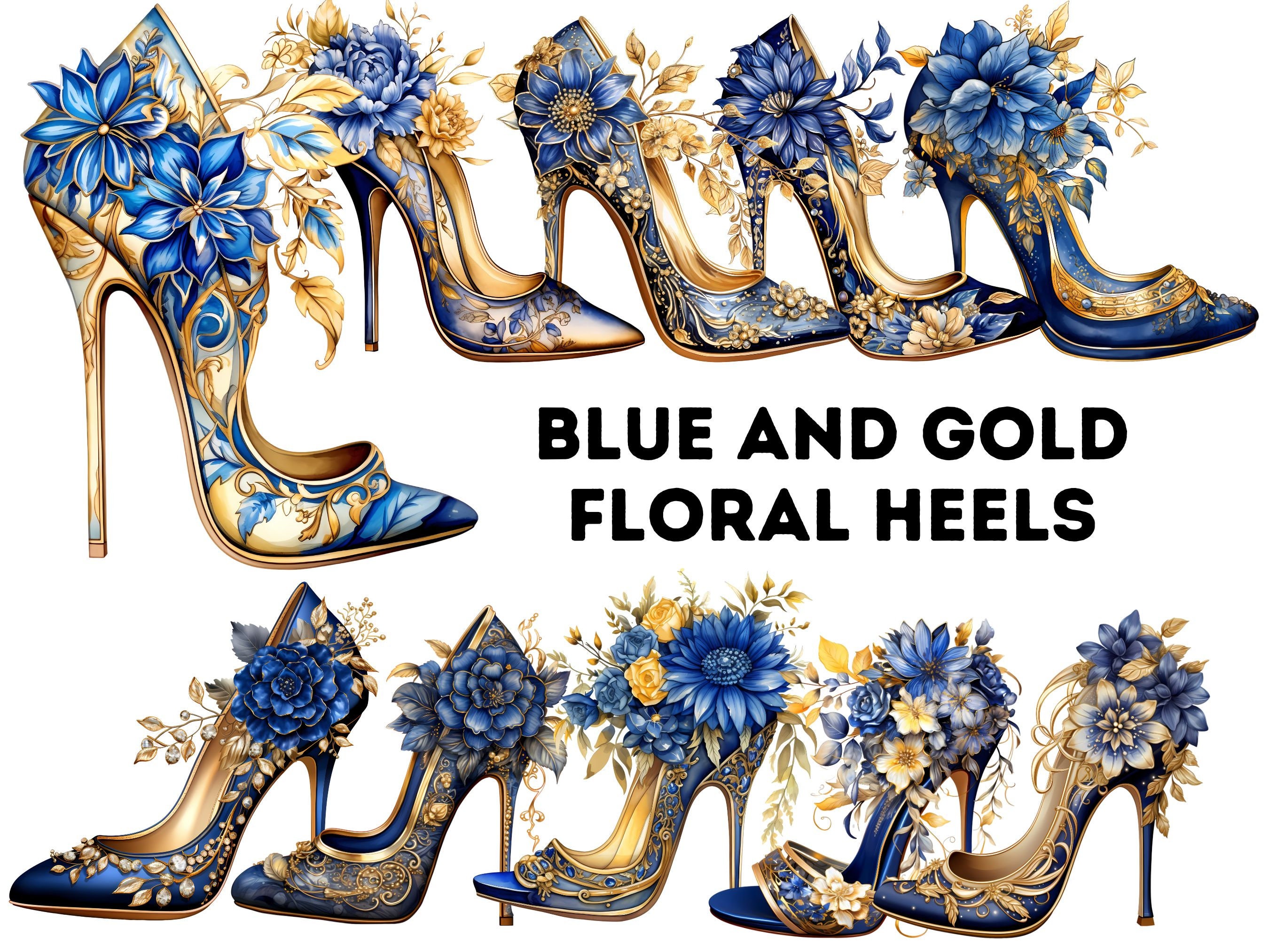 Royal blue deals floral heels