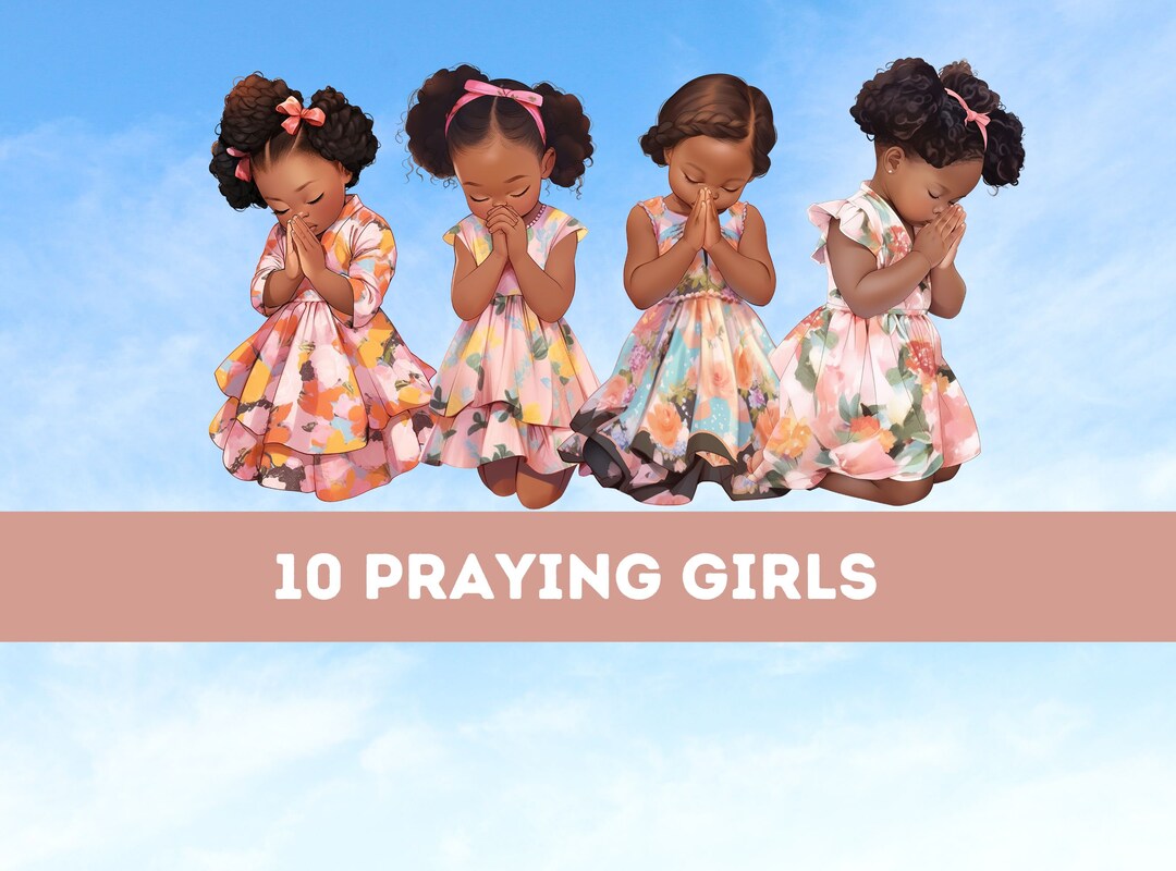Little Black Girl Praying Clip Art Black Toddler Prayer Etsy UK