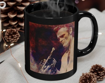 Chet Baker - Ceramic Black Mug 11oz, Jazz Icon