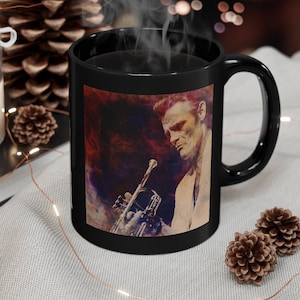 Chet Baker - Ceramic Black Mug 11oz, Jazz Icon