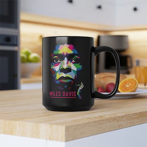 MILES DAVIS - Black Ceramic Mug 15oz, Jazz Icon