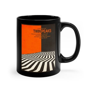 Twin Peaks - 11oz Black Ceramic Coffee Mug, Red Room, Black Lodge, Fire Walk With Me