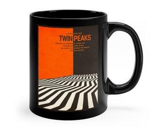 Twin Peaks - 11oz Black Ceramic Coffee Mug, Red Room, Black Lodge, Fire Walk With Me