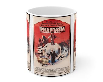 PHANTASM - Coffee Mug 11oz, The Tall Man, Classic Horror Film 1979, Thriller, Angus Scrimm, Movie Poster