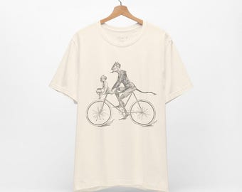 Vintage Devil Tee - Fun Graphic Tshirt, Gift for Bikers, Family Outings Tee, Casual Everyday Wear, Devil On Bike