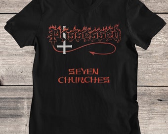 Possessed Shirt - Seven Churches, Men's Cotton Crew Tee, SF Iconic Metal Band, Bay Area Thrash