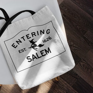 Salem Massachusetts-AOP Tote Bag-Witchcraft-Magic-Coven-Witch Trials 2 Sized 16x16&quot; 18x18&quot;