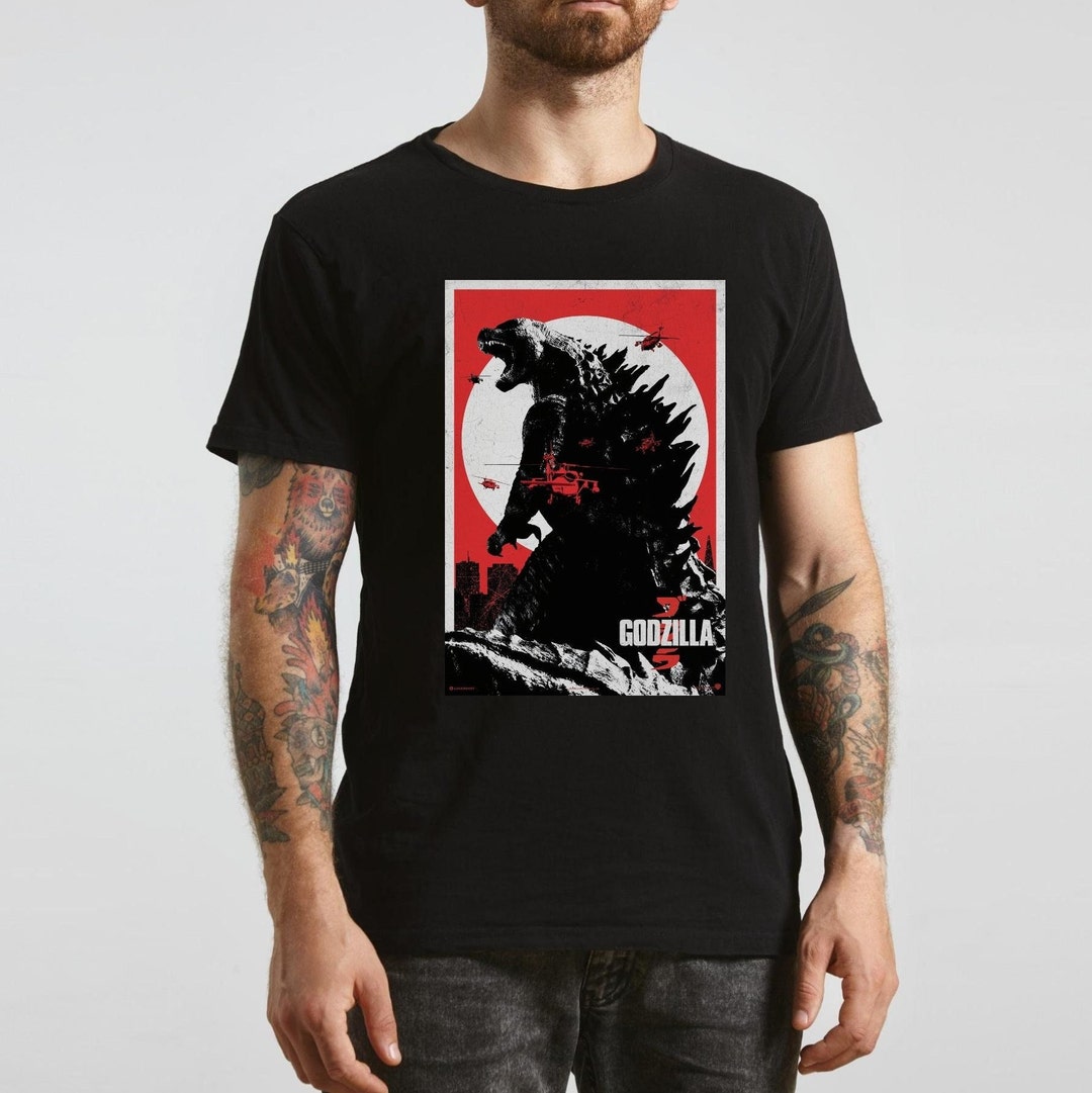 T Shirt Uomo Stampa T-Shirt Godzilla Nave Arte Giapponese - Cotone Nero  Uomo T-shirt Design Nave, image size:1080x1081