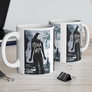 Irma Vep - Ceramiczny czarny kubek do kawy 11 uncji, Maggie Chueng, gwiazda filmowa z Hongkongu, francuski film 1996