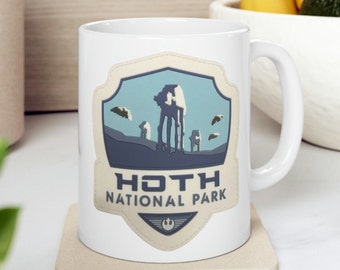 HOTH National Park - White Ceramic Coffee Mug 11oz, Planet Hoth